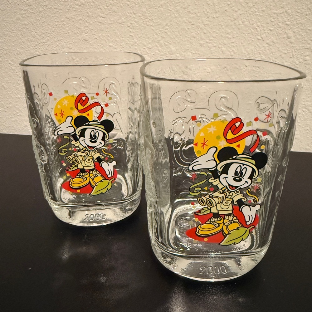 Vtg McDonald’s Disney Glasses 2000 Animal Kingdom Mickey Safari Celebration